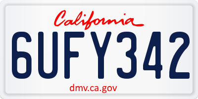 CA license plate 6UFY342