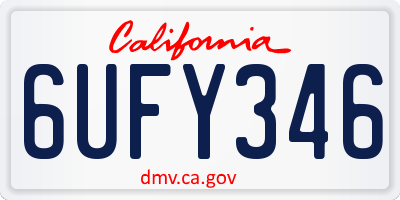 CA license plate 6UFY346