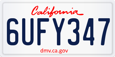 CA license plate 6UFY347