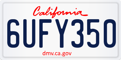 CA license plate 6UFY350