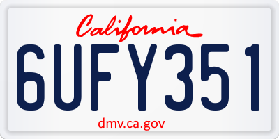 CA license plate 6UFY351