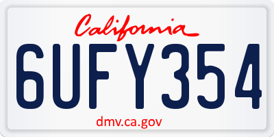 CA license plate 6UFY354