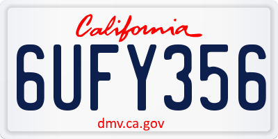 CA license plate 6UFY356