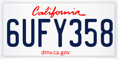 CA license plate 6UFY358