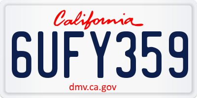 CA license plate 6UFY359