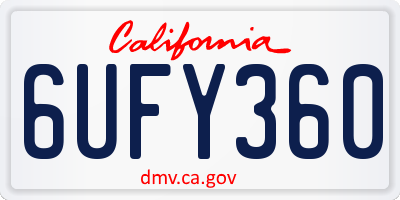 CA license plate 6UFY360