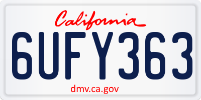 CA license plate 6UFY363