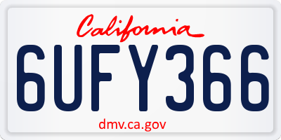 CA license plate 6UFY366
