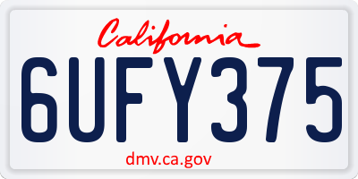 CA license plate 6UFY375