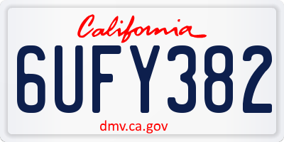 CA license plate 6UFY382