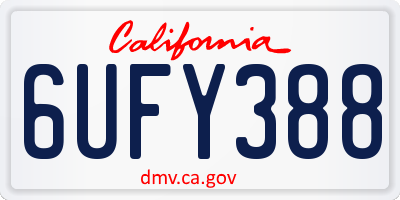CA license plate 6UFY388