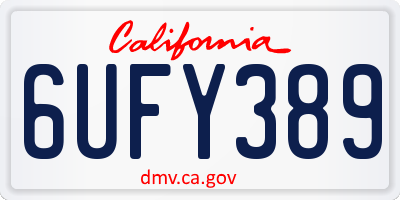 CA license plate 6UFY389