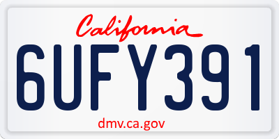 CA license plate 6UFY391