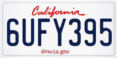 CA license plate 6UFY395