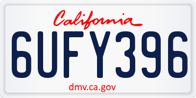 CA license plate 6UFY396