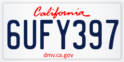 CA license plate 6UFY397