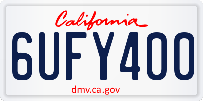 CA license plate 6UFY400