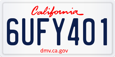 CA license plate 6UFY401