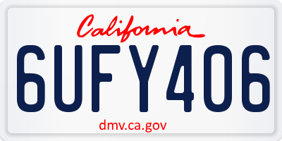 CA license plate 6UFY406