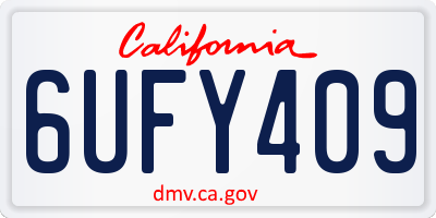 CA license plate 6UFY409