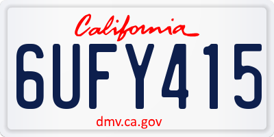 CA license plate 6UFY415