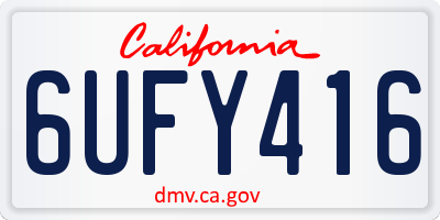 CA license plate 6UFY416