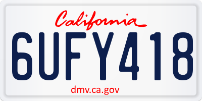 CA license plate 6UFY418