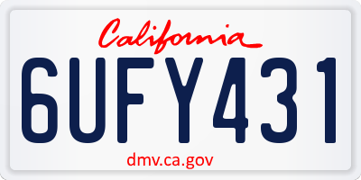 CA license plate 6UFY431