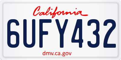 CA license plate 6UFY432