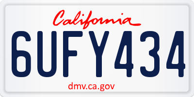 CA license plate 6UFY434