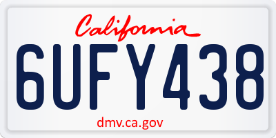 CA license plate 6UFY438