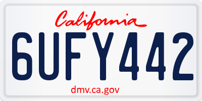 CA license plate 6UFY442