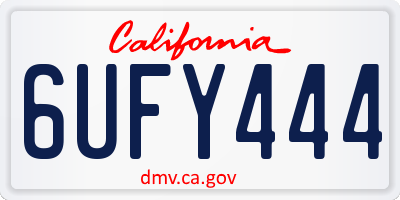 CA license plate 6UFY444