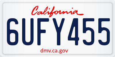 CA license plate 6UFY455