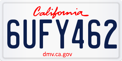 CA license plate 6UFY462