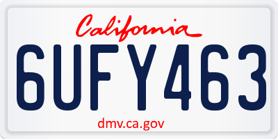 CA license plate 6UFY463