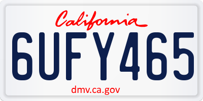 CA license plate 6UFY465