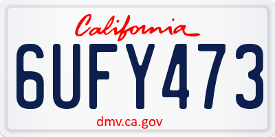 CA license plate 6UFY473
