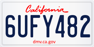 CA license plate 6UFY482