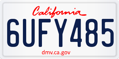 CA license plate 6UFY485