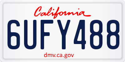 CA license plate 6UFY488