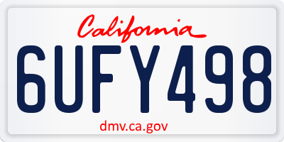 CA license plate 6UFY498
