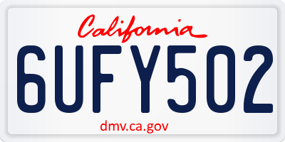 CA license plate 6UFY502