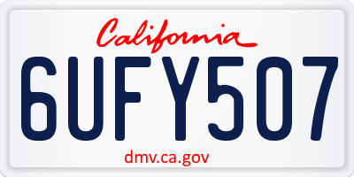 CA license plate 6UFY507