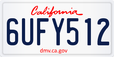 CA license plate 6UFY512