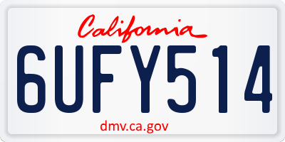 CA license plate 6UFY514