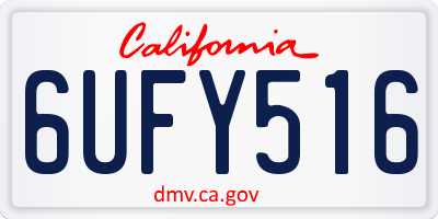 CA license plate 6UFY516