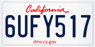 CA license plate 6UFY517