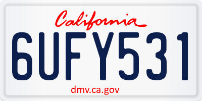 CA license plate 6UFY531