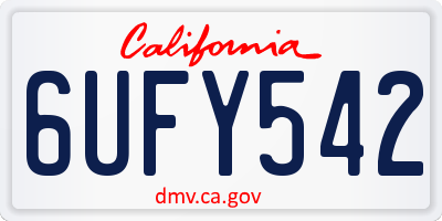 CA license plate 6UFY542